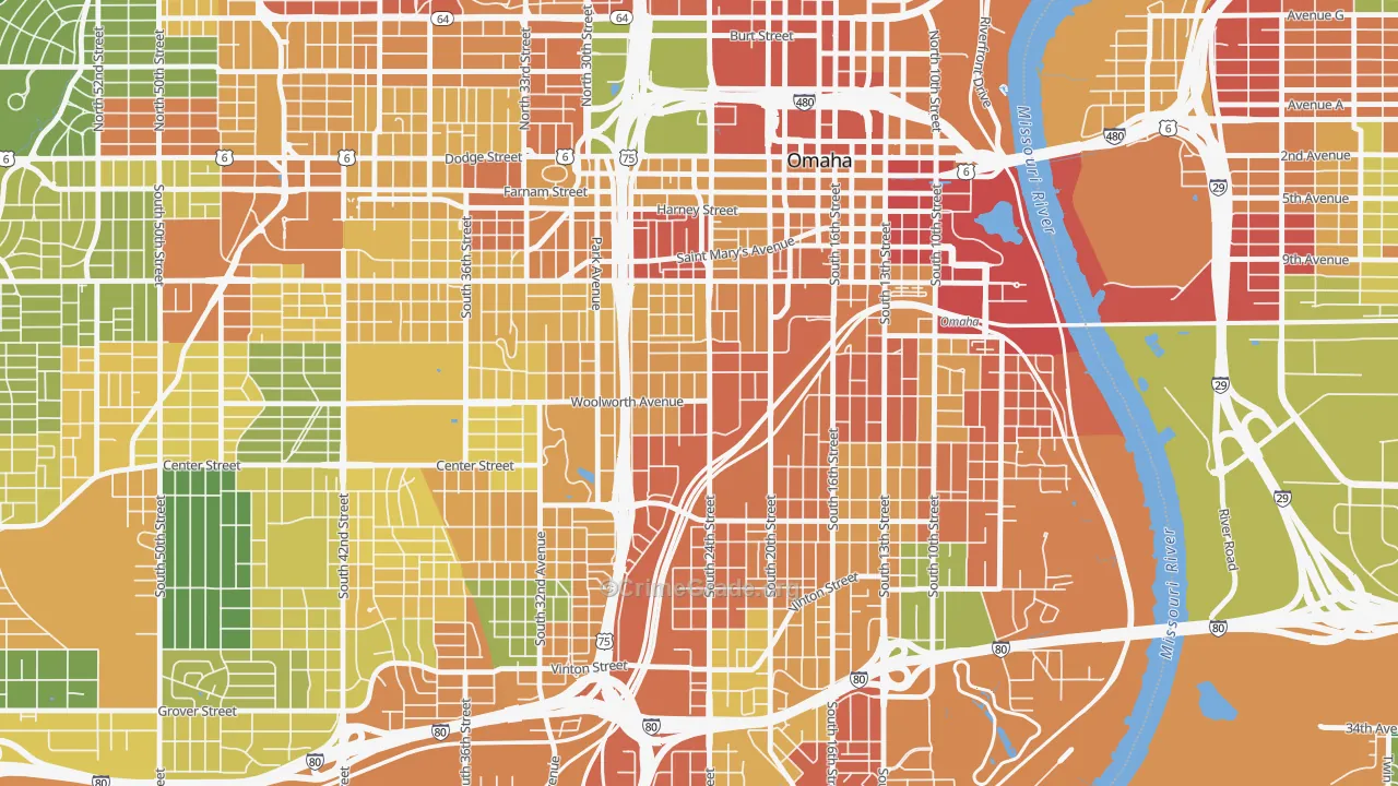 Columbus Park, Omaha, NE Map of Vandalism Rates