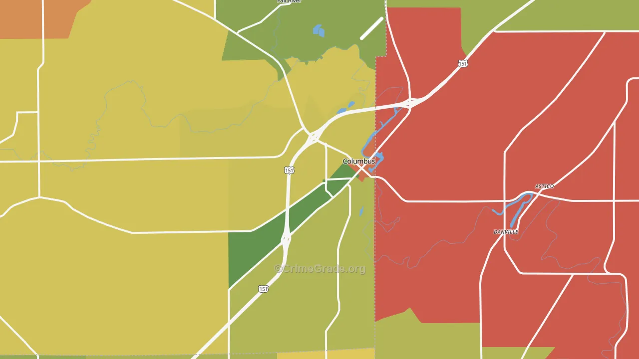 Columbus, WI Map of Vandalism Rates
