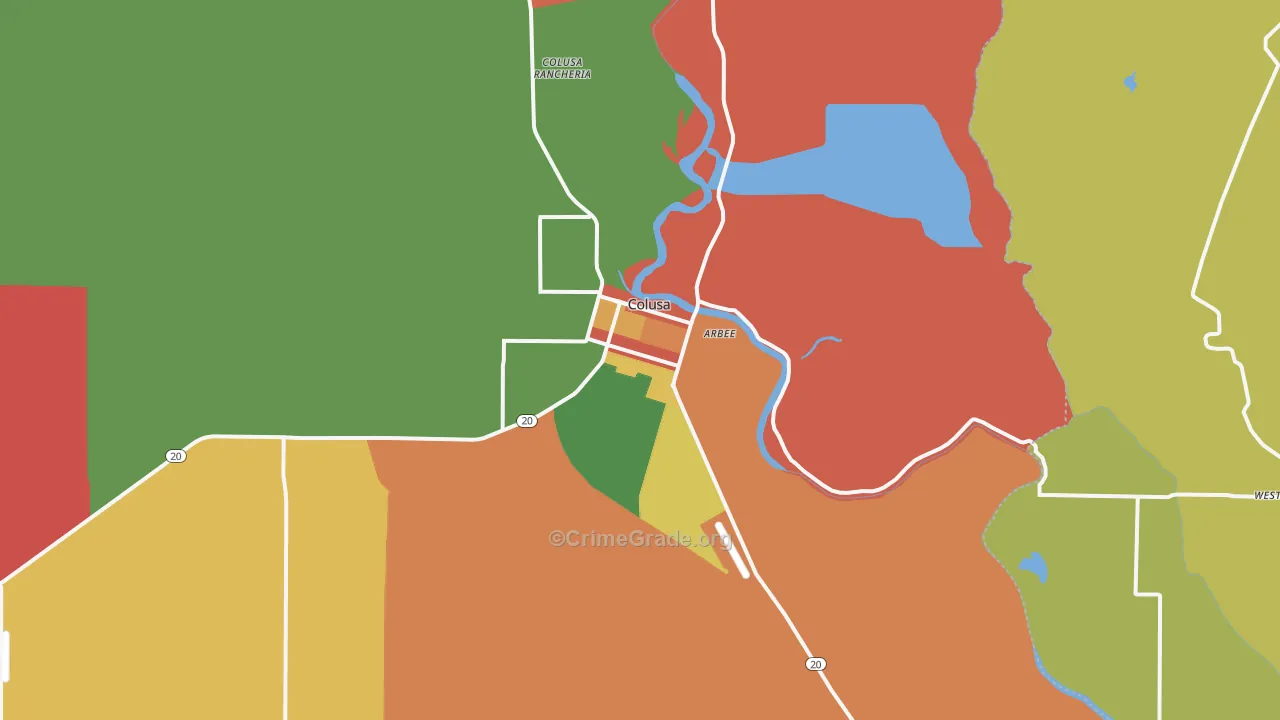 Colusa, CA Map of Vandalism Rates