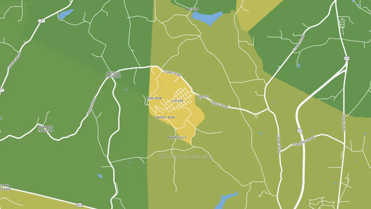 Colver, PA Map of Vandalism Rates