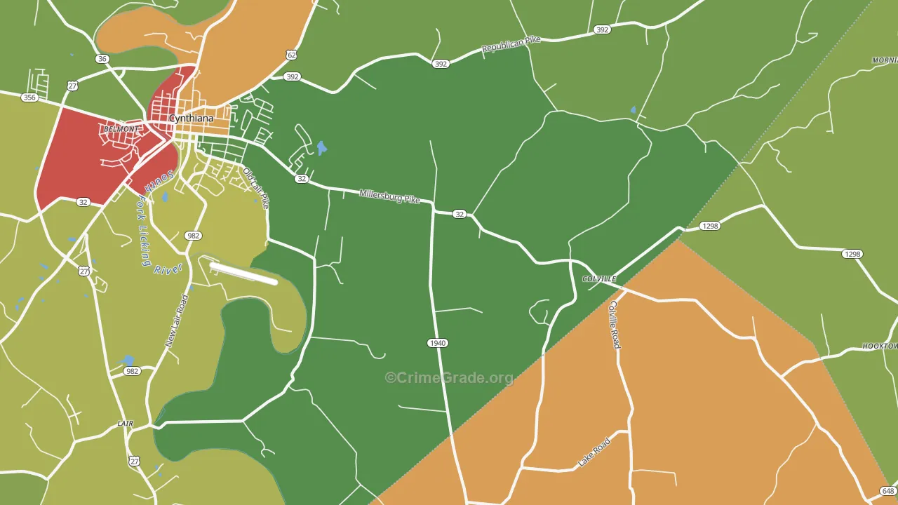 Colville, KY Map of Vandalism Rates