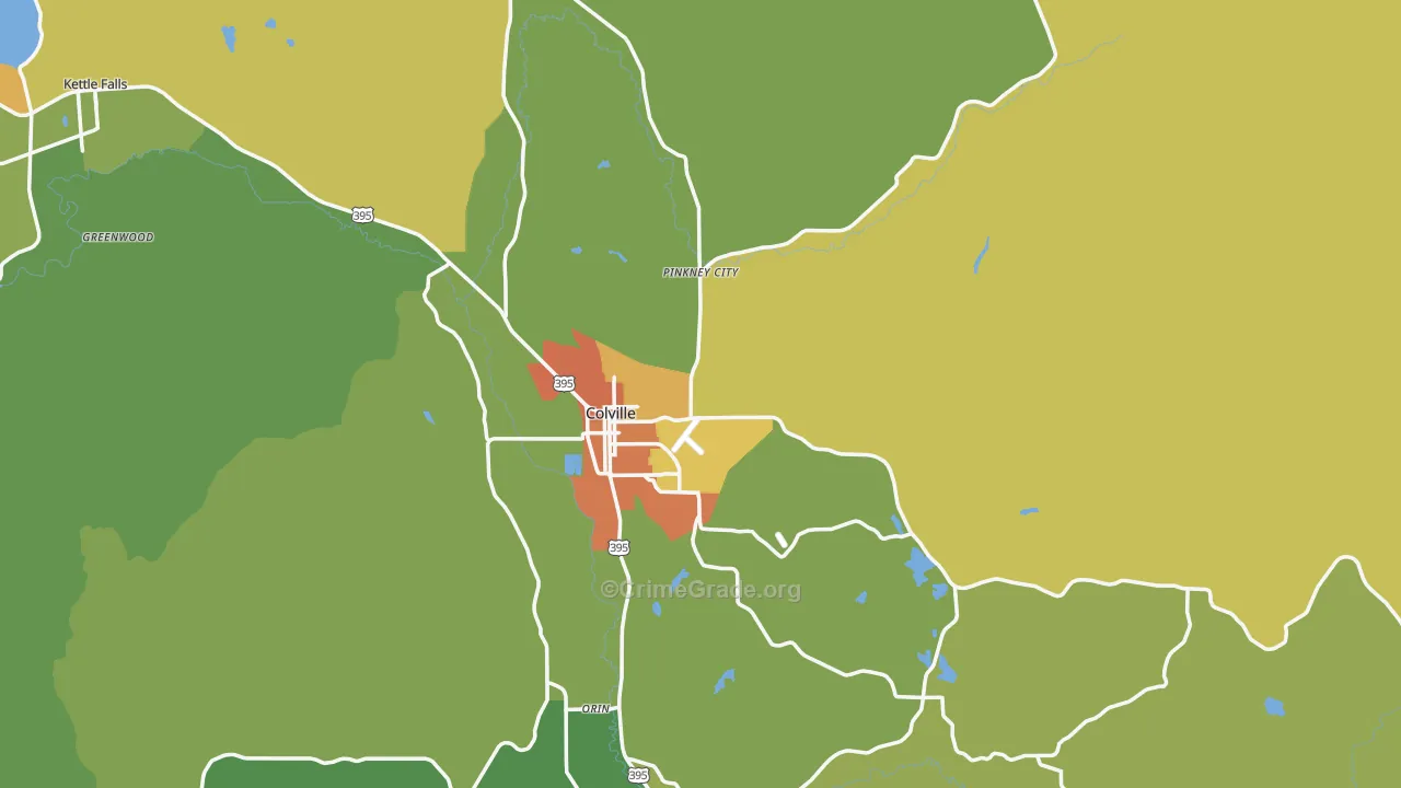 Colville, WA Map of Vandalism Rates