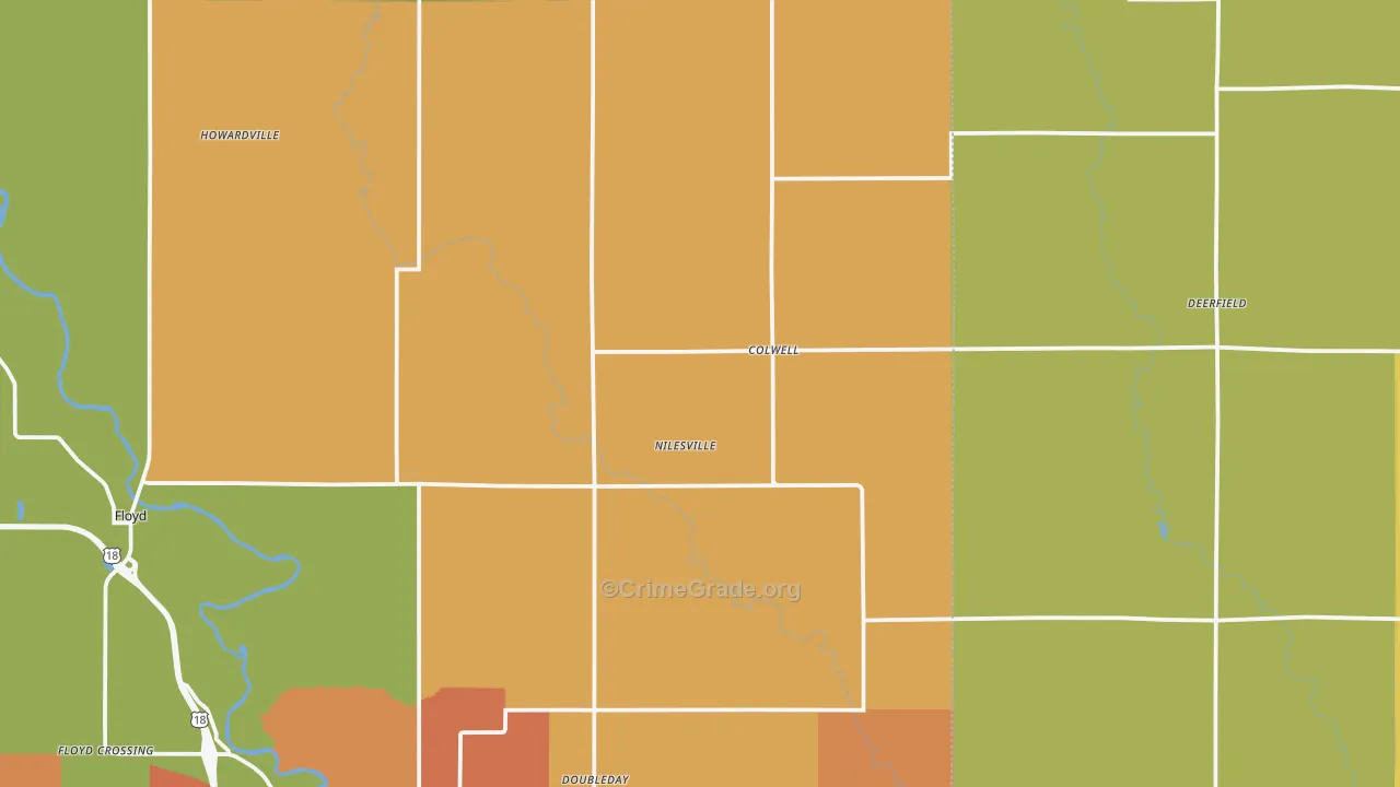 Colwell, IA Map of Vandalism Rates