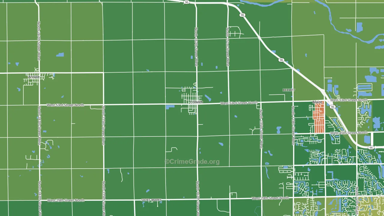 Colwich, KS Map of Vandalism Rates