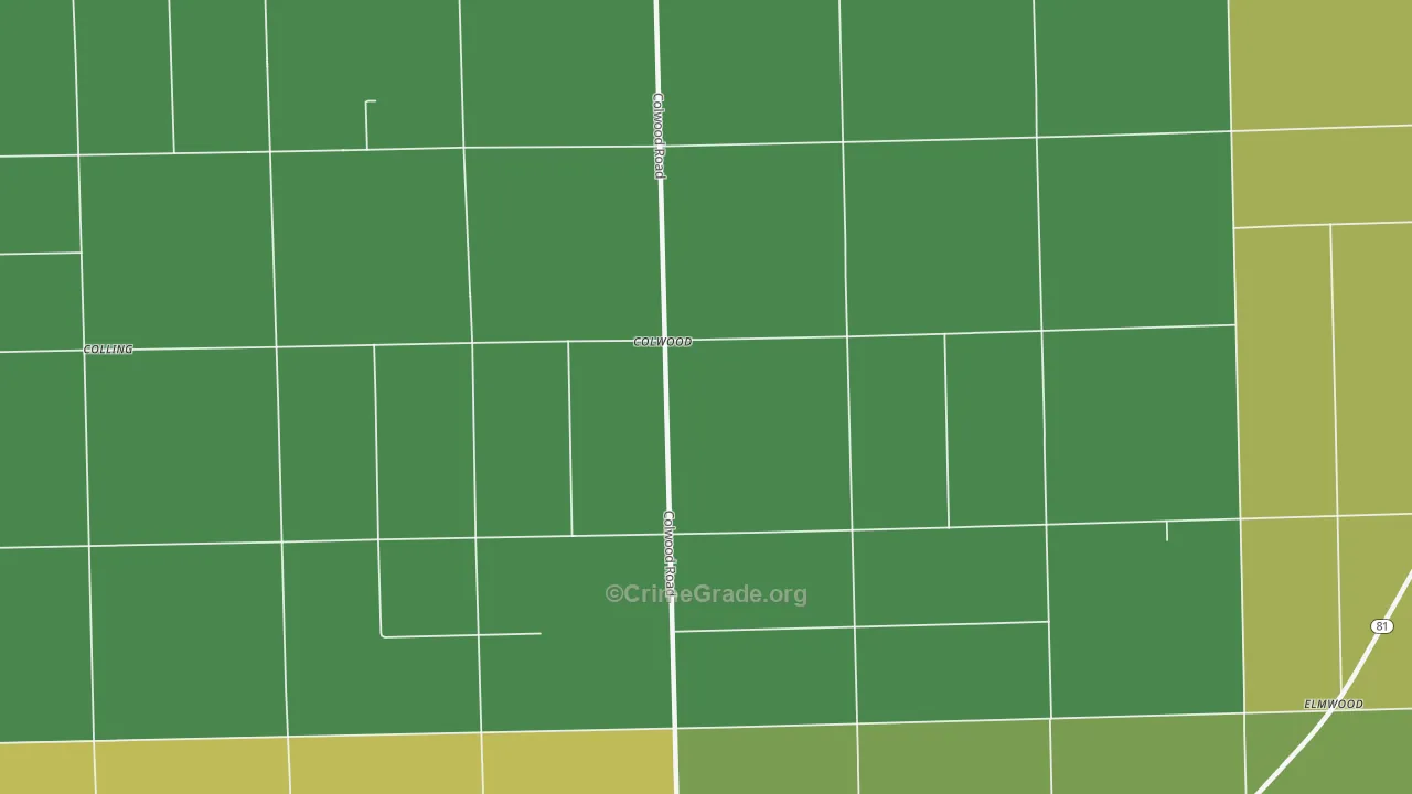 Colwood, MI Map of Vandalism Rates