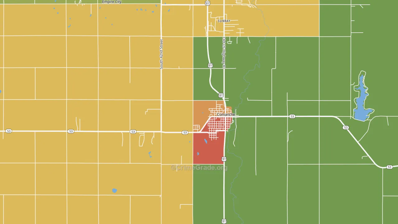 Comanche, OK Map of Vandalism Rates