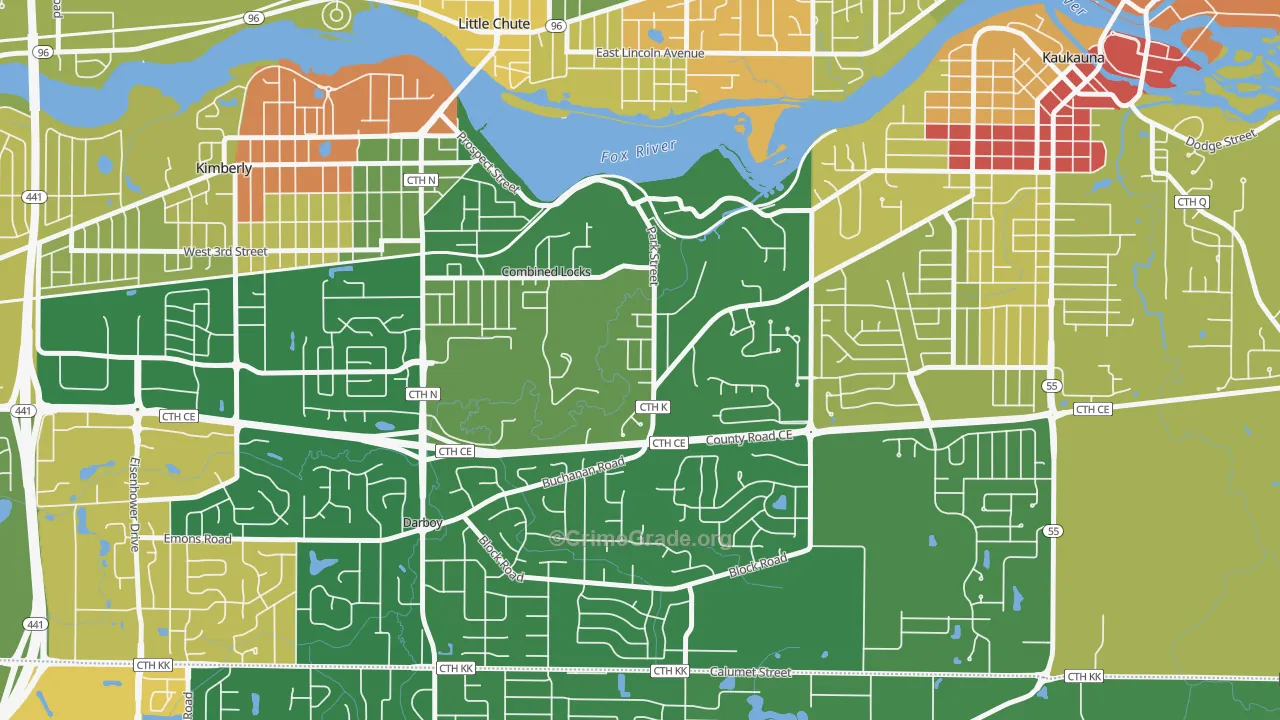 Combined Locks, WI Map of Vandalism Rates