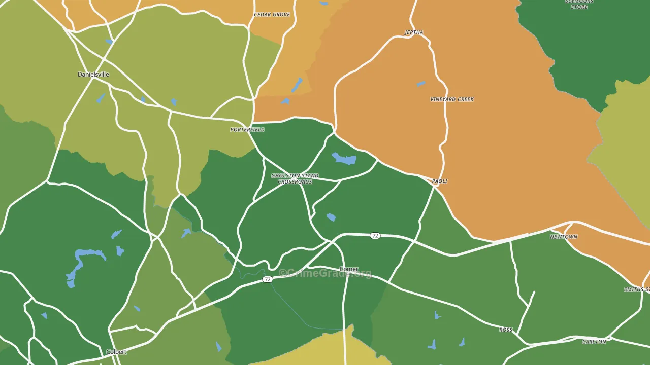 Comer, GA Map of Vandalism Rates