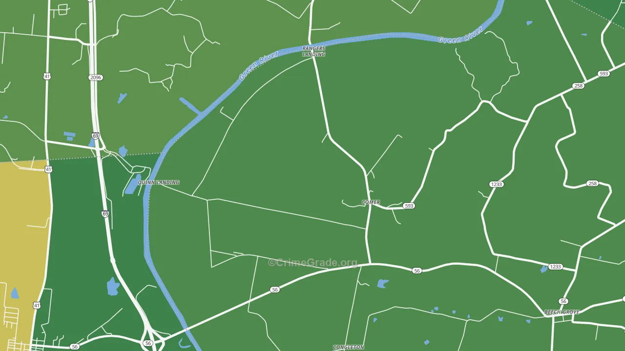 Comer, KY Map of Vandalism Rates