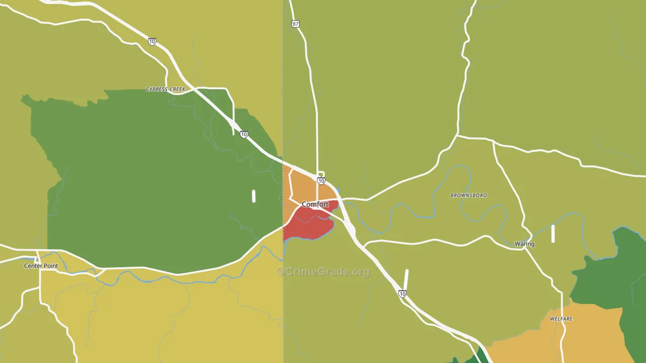 Comfort, TX Map of Vandalism Rates