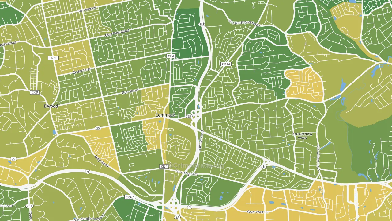 Commack, NY Map of Vandalism Rates
