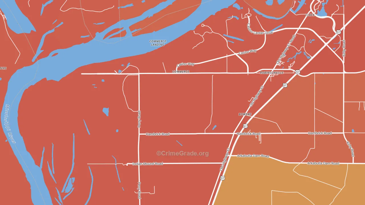 Commerce, MS Map of Vandalism Rates