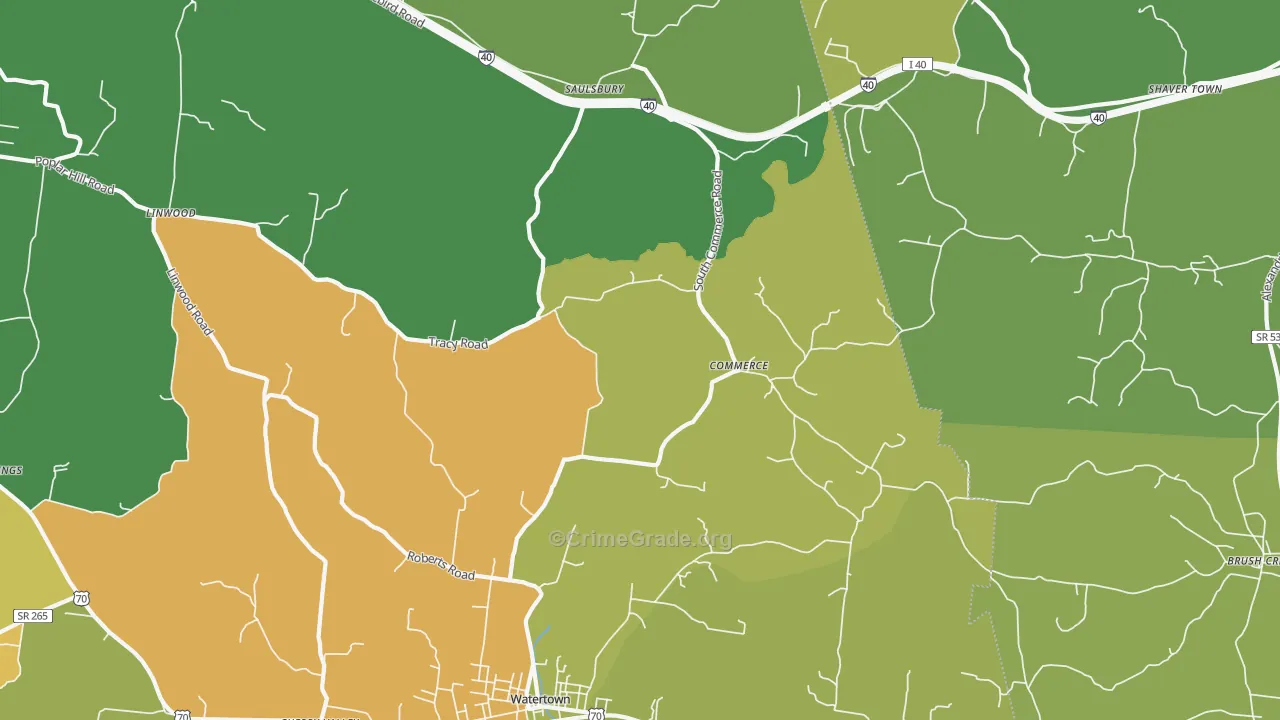 Commerce, TN Map of Vandalism Rates
