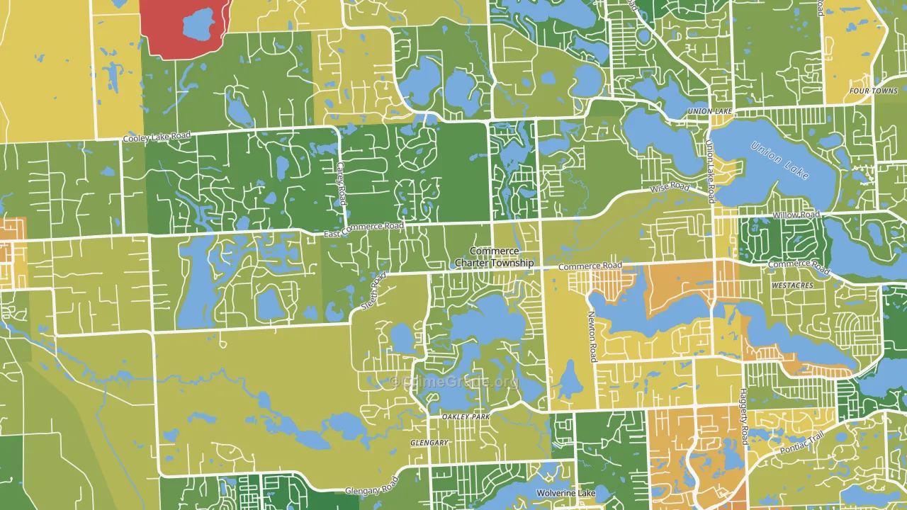 Commerce Township, MI Map of Vandalism Rates