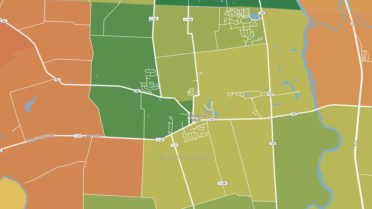 Commercial Point, OH Map of Vandalism Rates