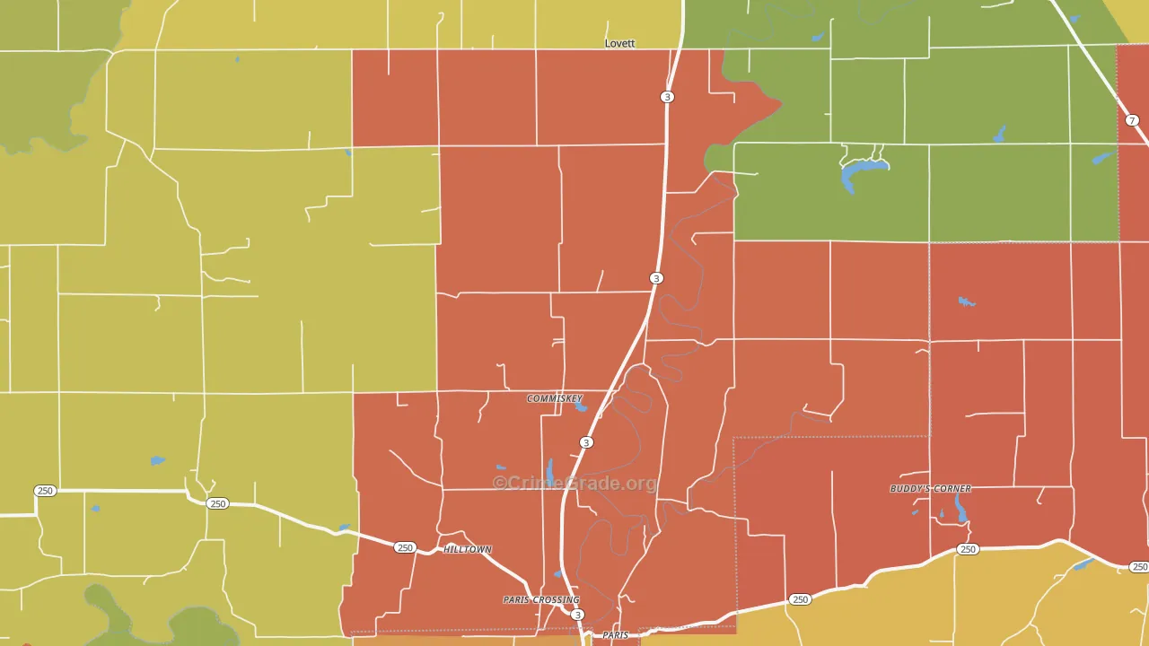 Commiskey, IN Map of Vandalism Rates