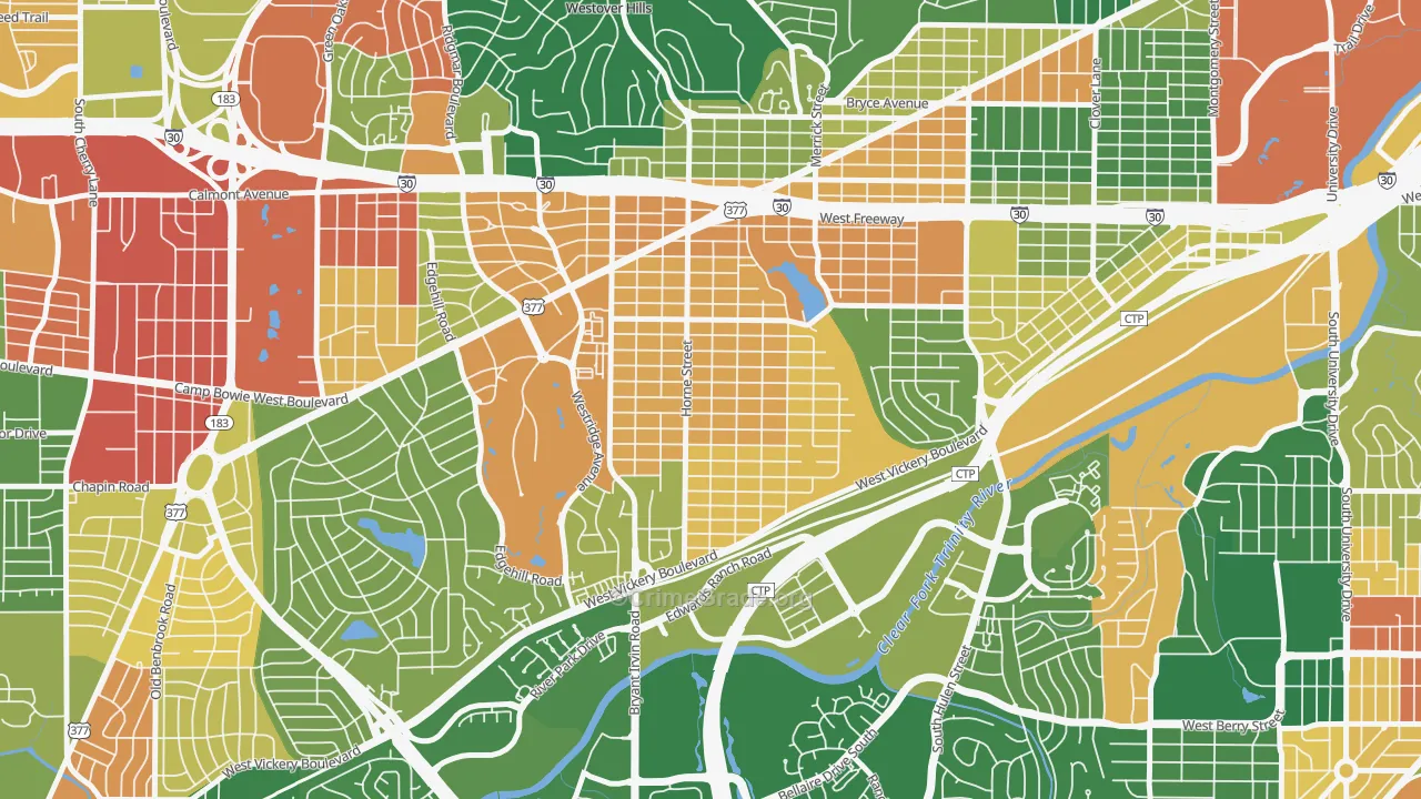 Como, Fort Worth, TX Map of Vandalism Rates
