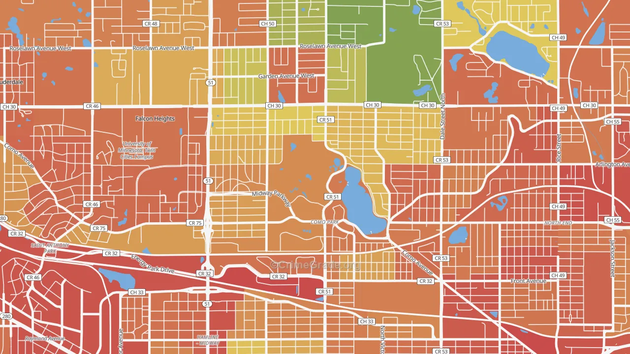 Como, St. Paul, MN Map of Vandalism Rates