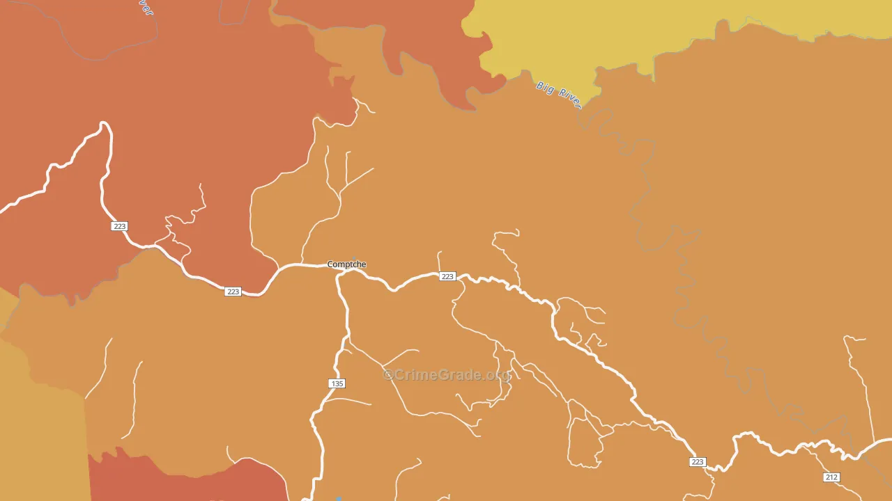 Comptche, CA Map of Vandalism Rates
