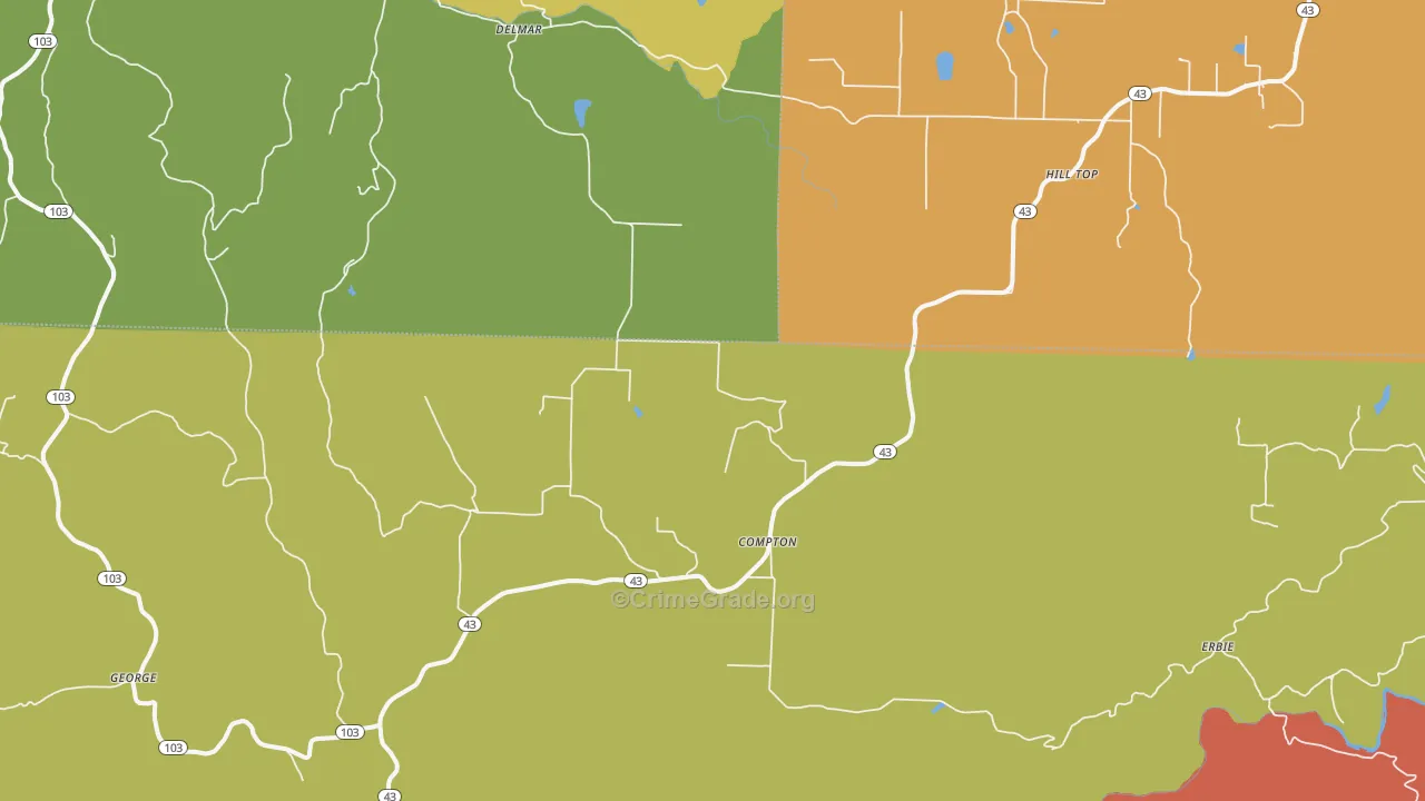 Compton, AR Map of Vandalism Rates