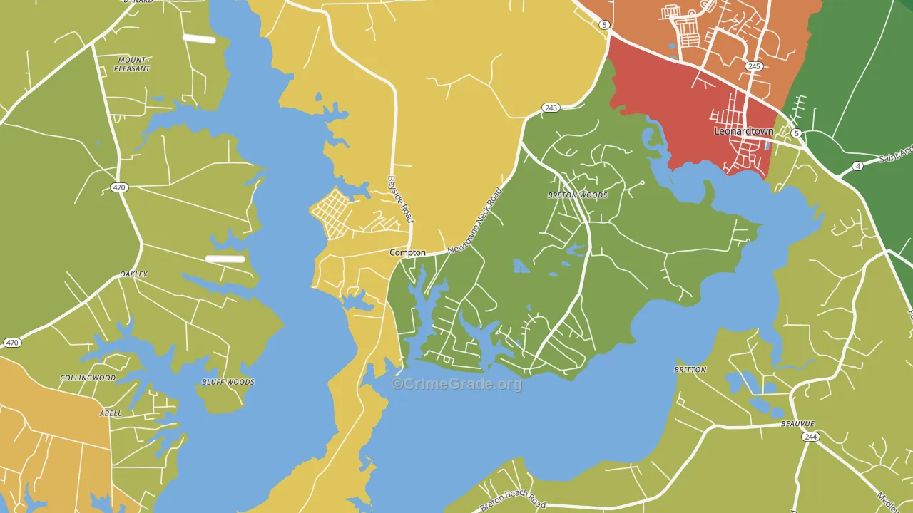 Compton, MD Map of Vandalism Rates