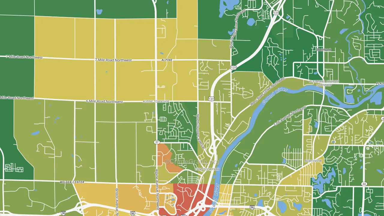 Comstock Park, MI Map of Vandalism Rates