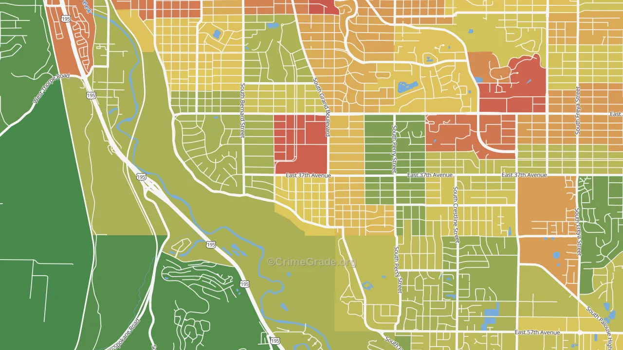 Comstock, Spokane, WA Map of Vandalism Rates