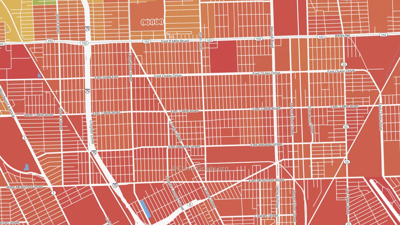 Conant Gardens, Detroit, MI Map of Vandalism Rates