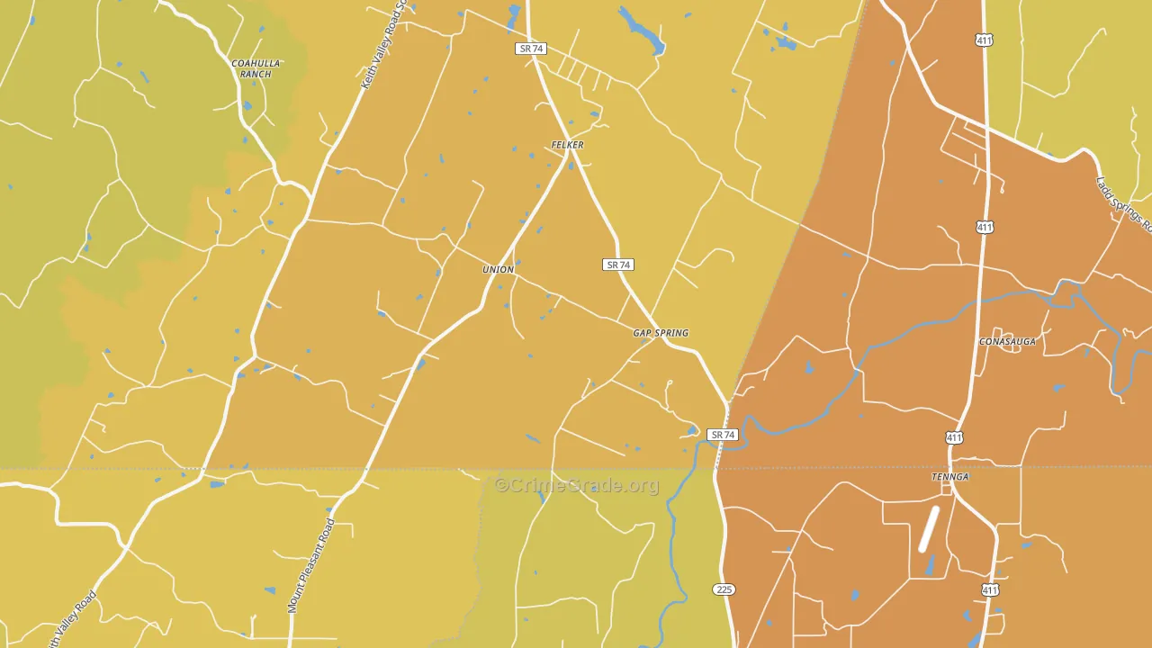 Conasauga, TN Map of Vandalism Rates