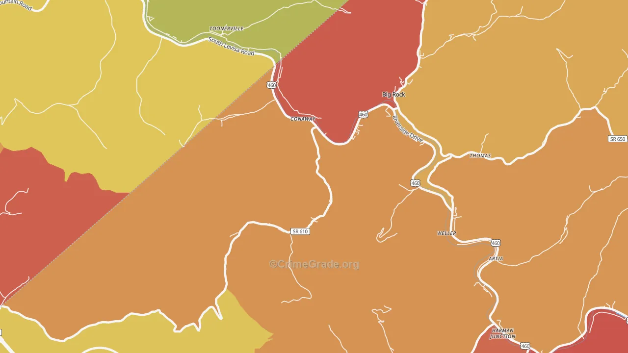 Conaway, VA Map of Vandalism Rates