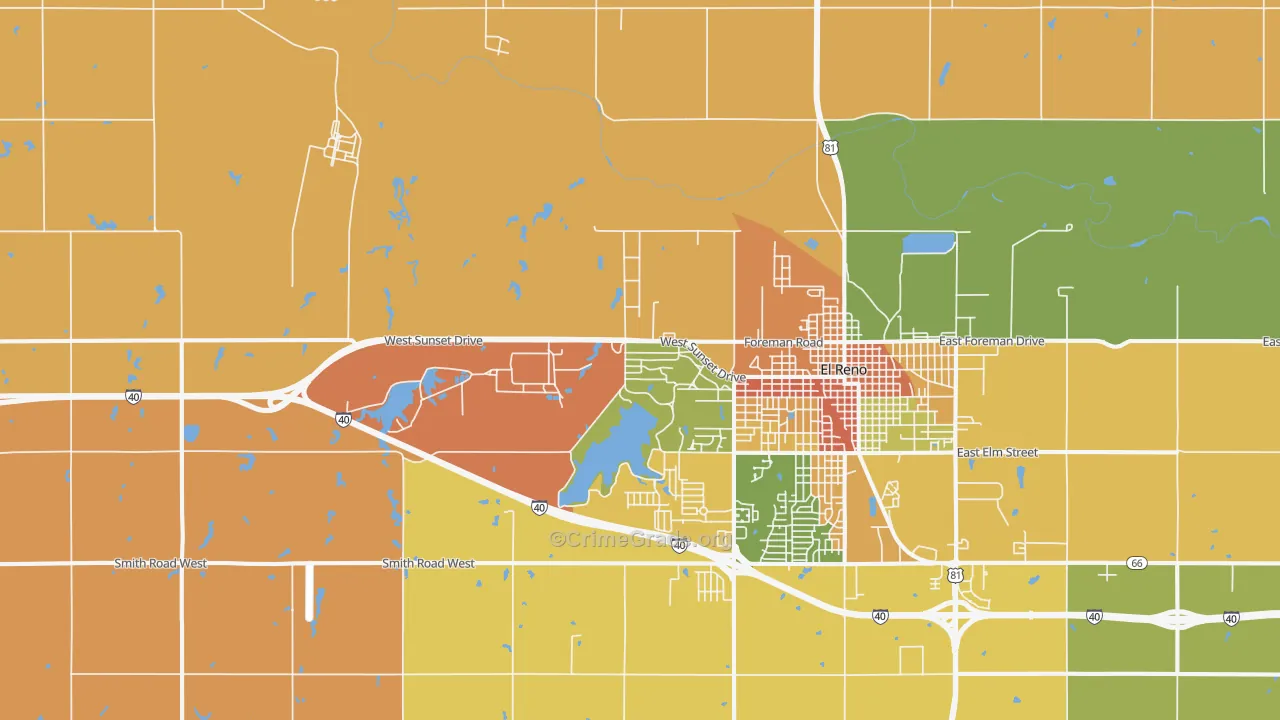 Concho, OK Map of Vandalism Rates