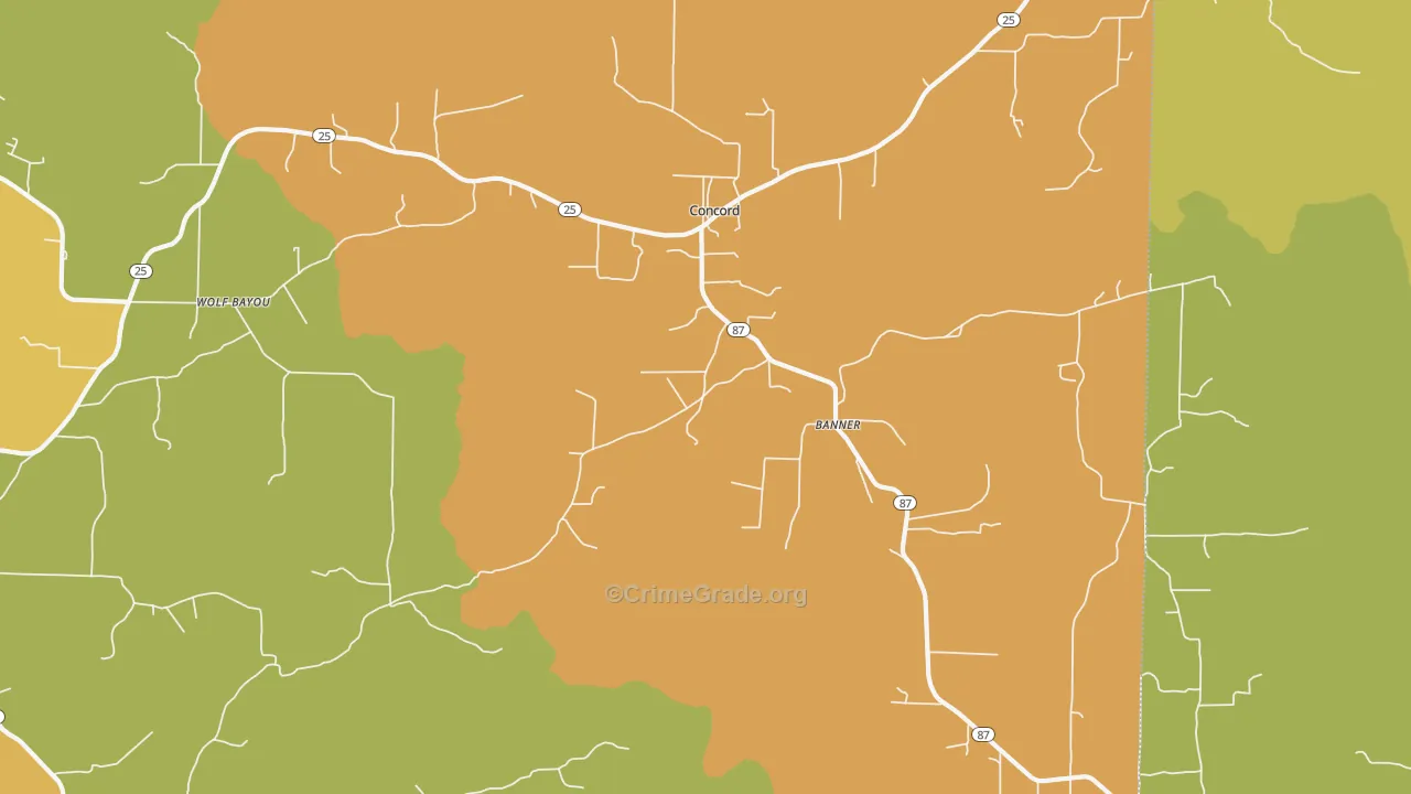 Concord, AR Map of Vandalism Rates