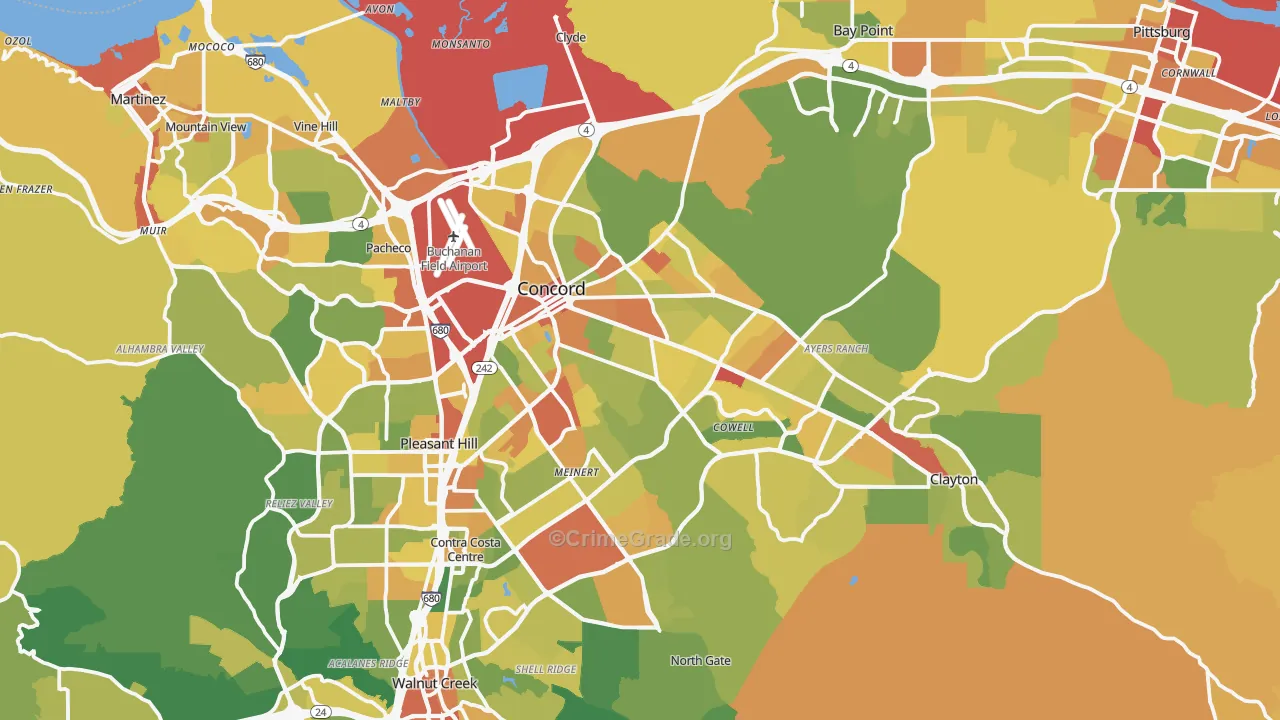 Concord, CA Map of Vandalism Rates