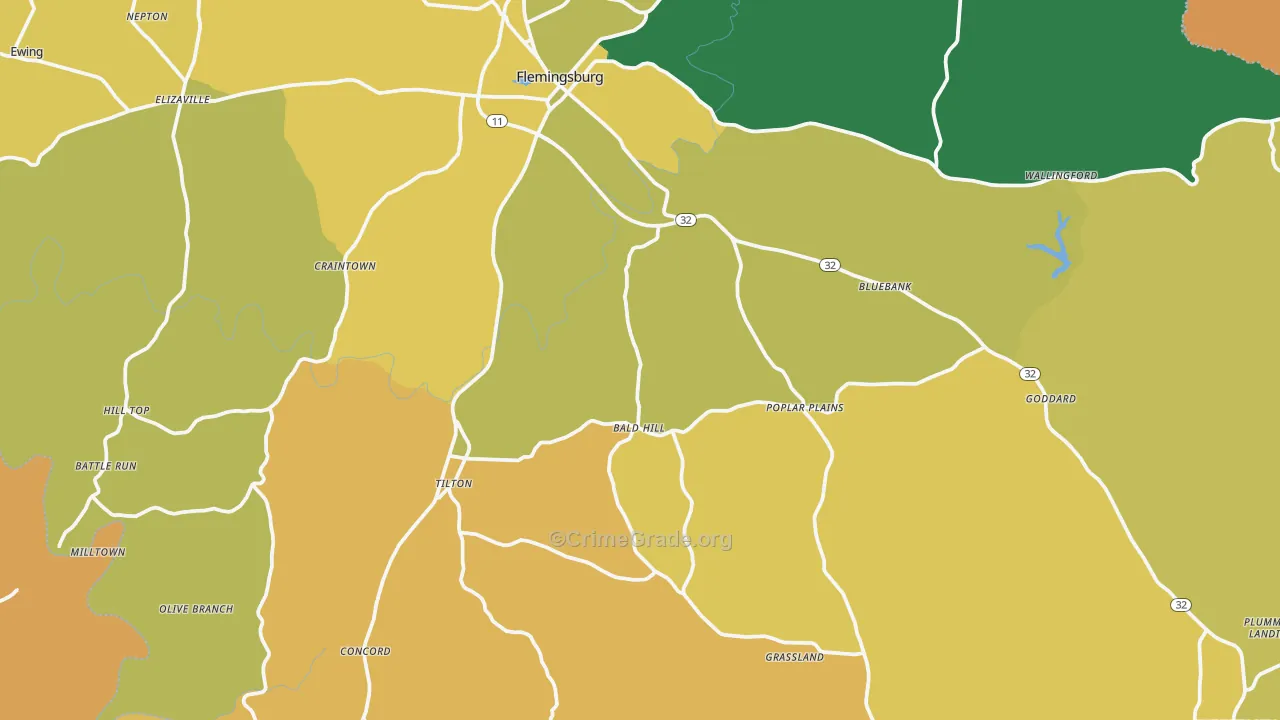 Concord, KY Map of Vandalism Rates