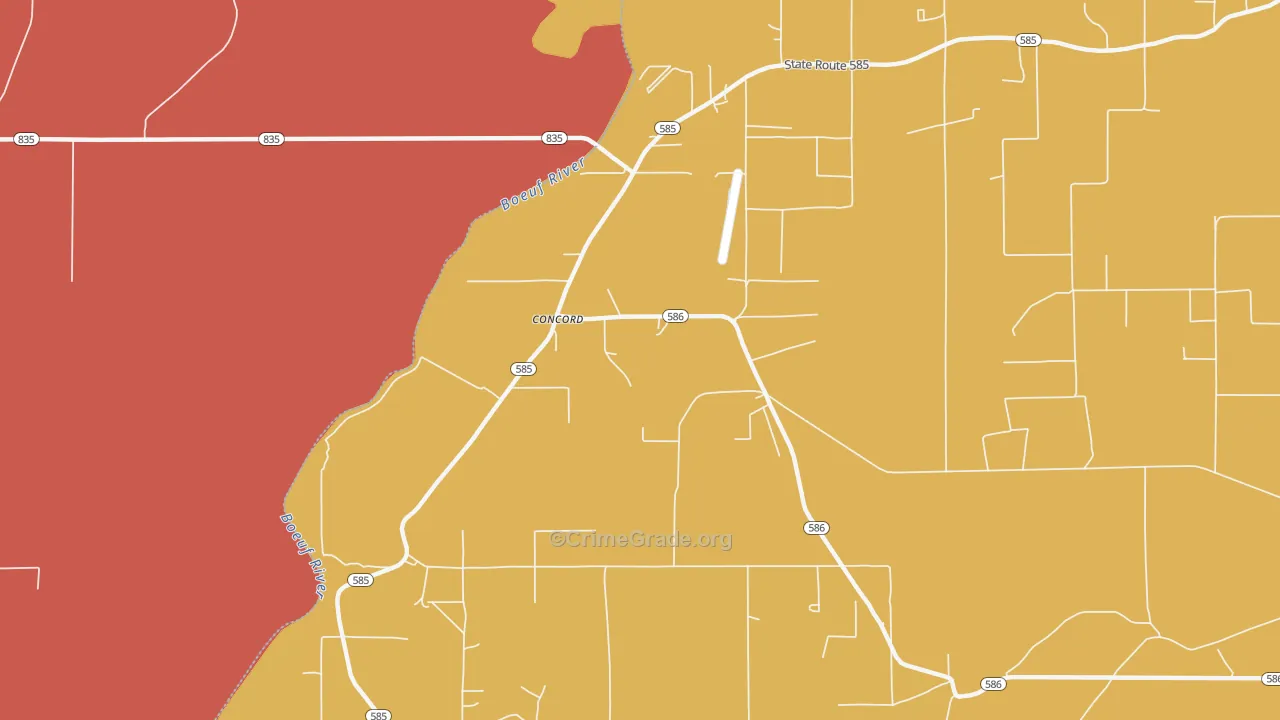 Concord, LA Map of Vandalism Rates