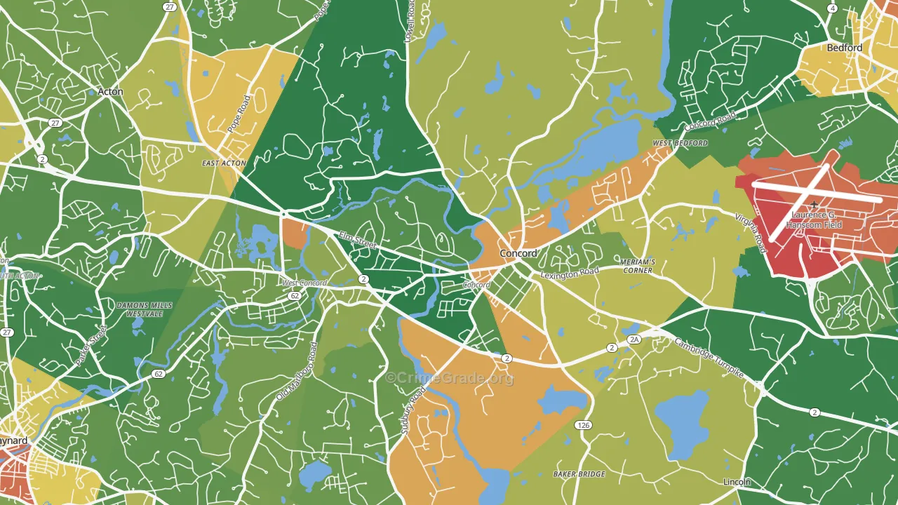 Concord, MA Map of Vandalism Rates