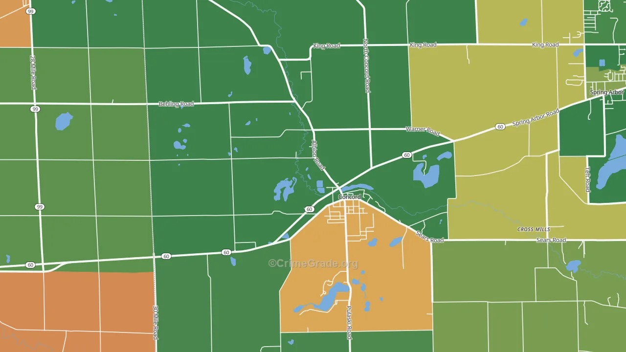 Concord, MI Map of Vandalism Rates