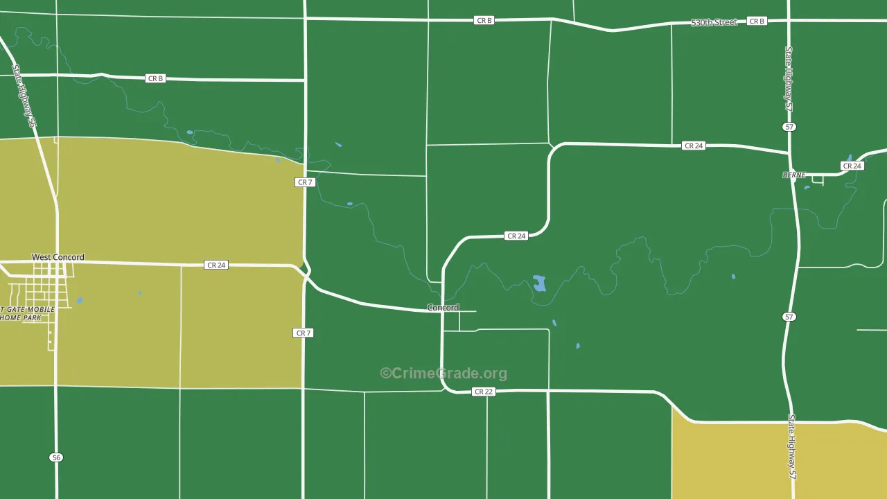 Concord, MN Map of Vandalism Rates