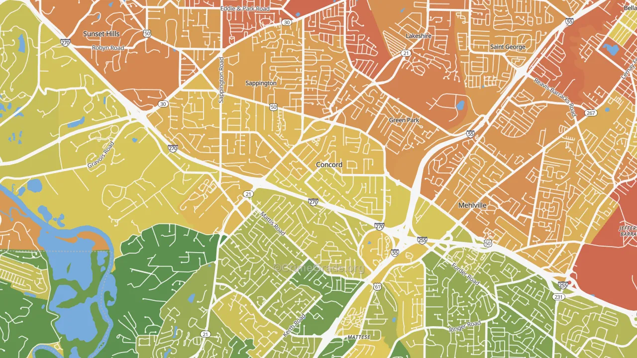 Concord, MO Map of Vandalism Rates