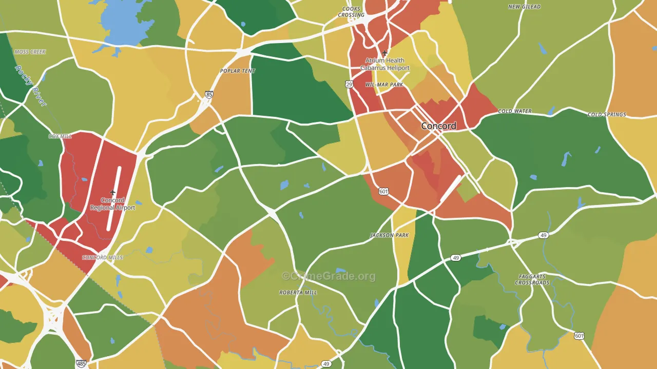 Concord, NC Map of Vandalism Rates