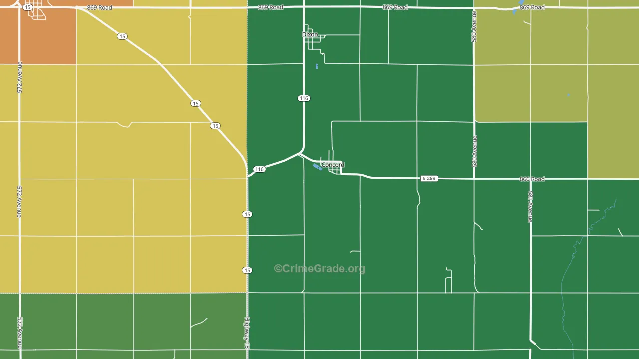 Concord, NE Map of Vandalism Rates