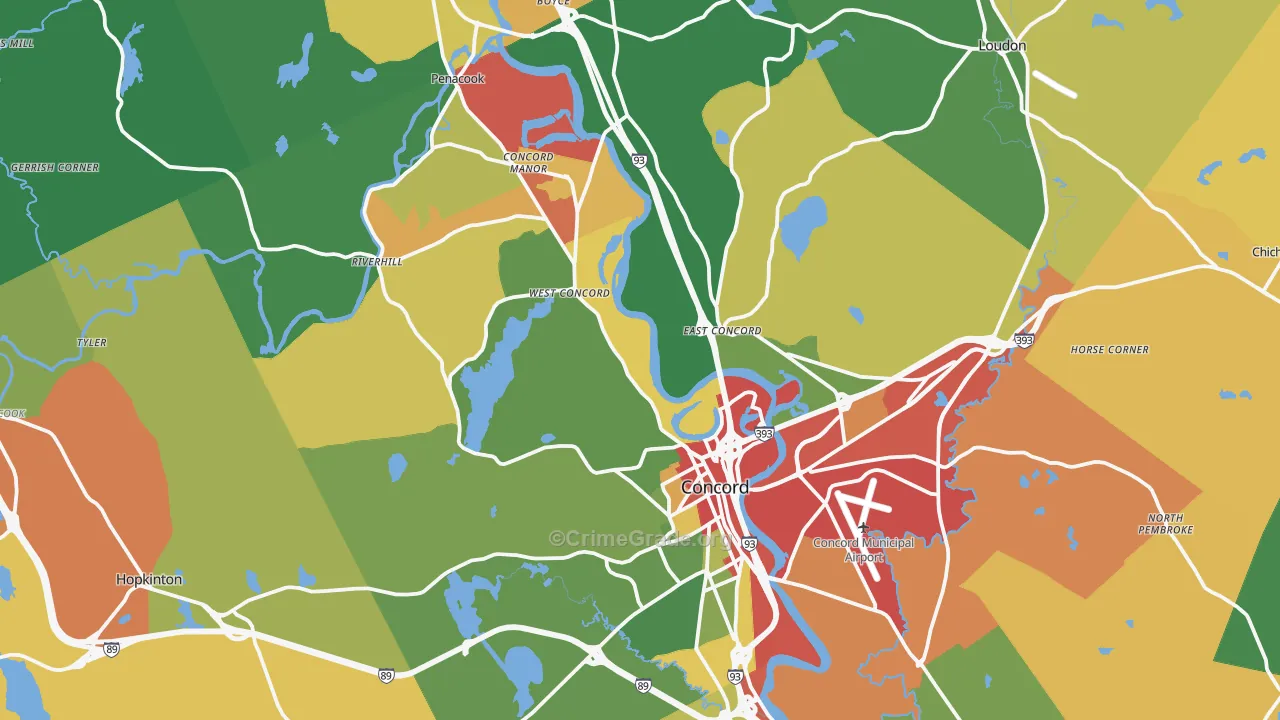 Concord, NH Map of Vandalism Rates