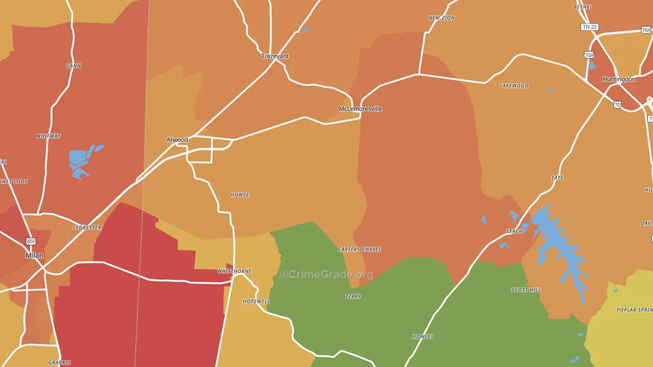 Concord, TN Map of Vandalism Rates