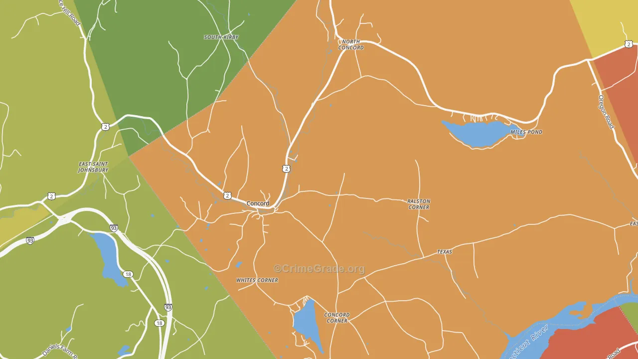 Concord, VT Map of Vandalism Rates