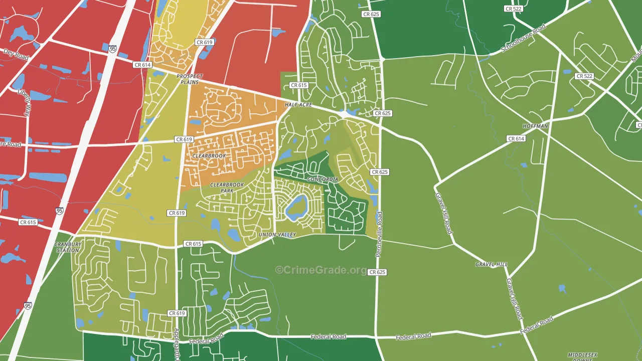 Concordia, NJ Map of Vandalism Rates
