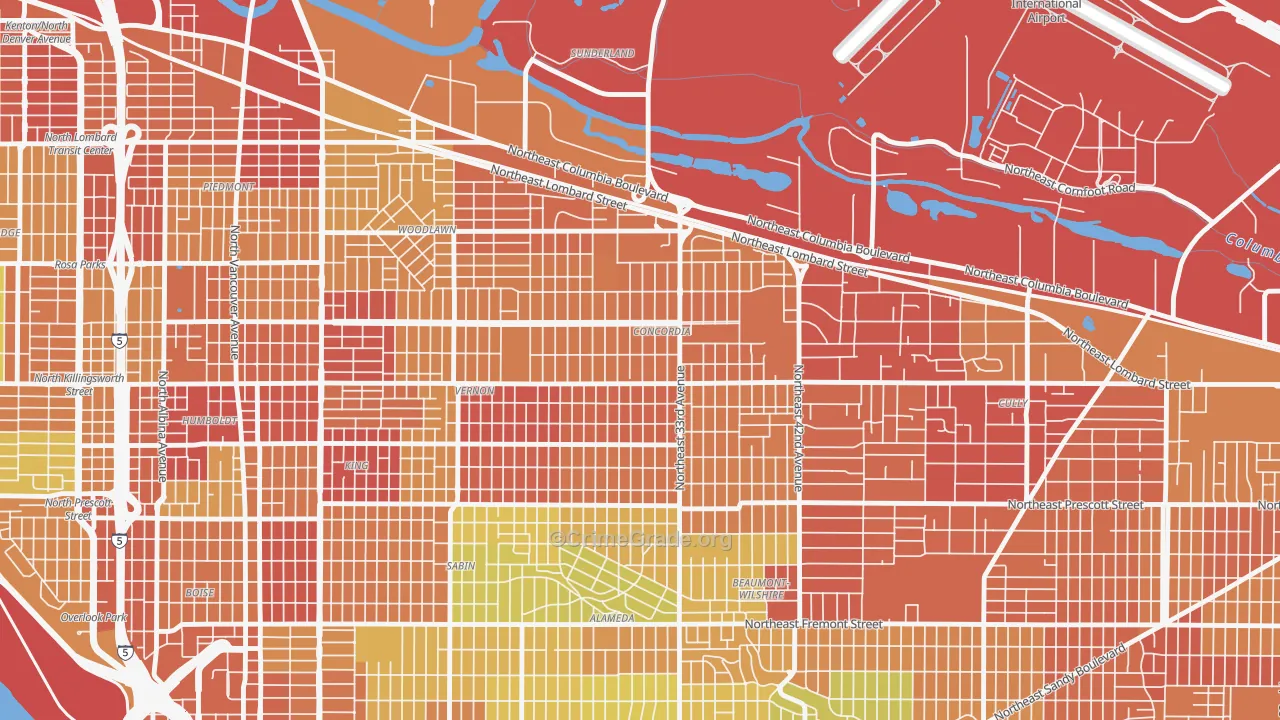 Concordia, Portland, OR Map of Vandalism Rates