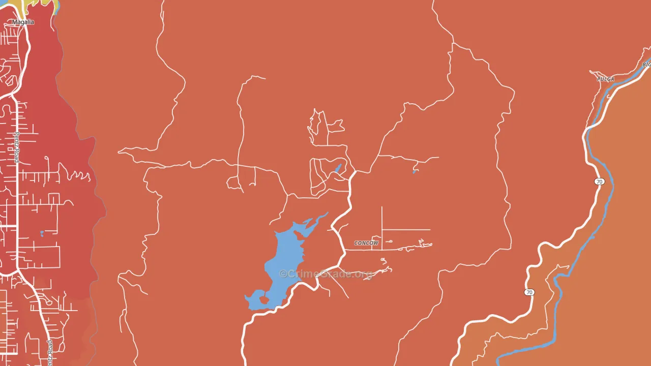 Concow, CA Map of Vandalism Rates