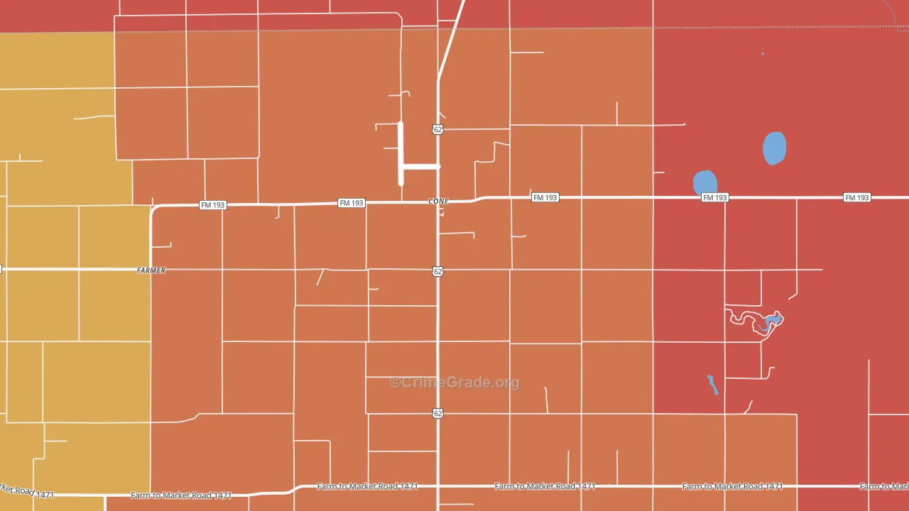 Cone, TX Map of Vandalism Rates