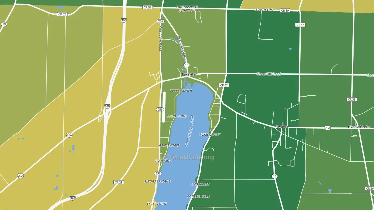 Conesus Lake, NY Map of Vandalism Rates