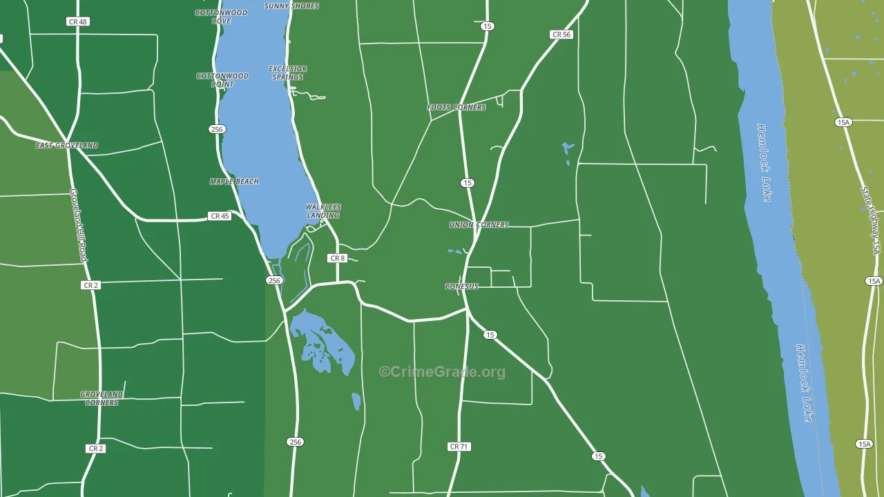 Conesus, NY Map of Vandalism Rates